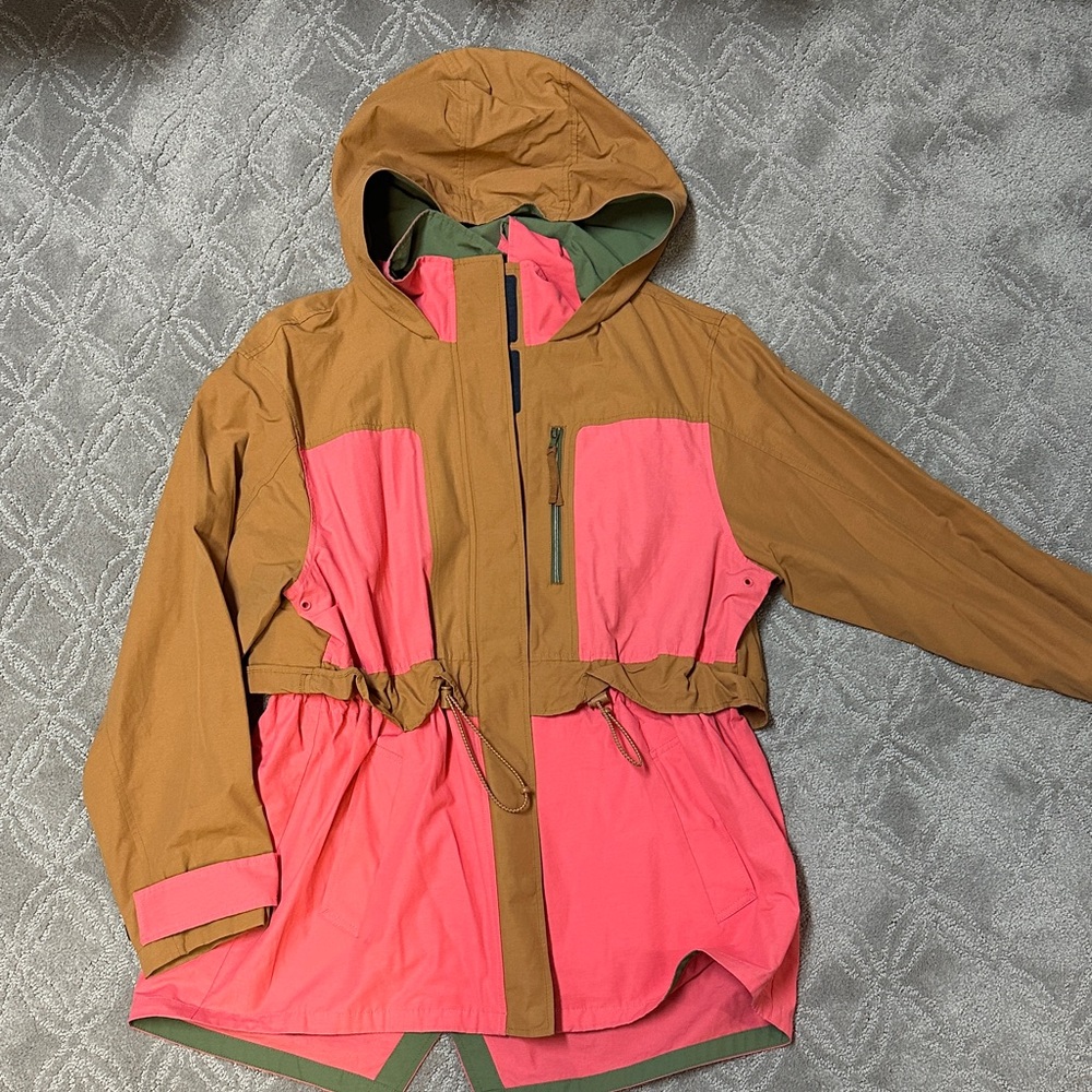 J. Crew Tan and Pink Hooded Jacket